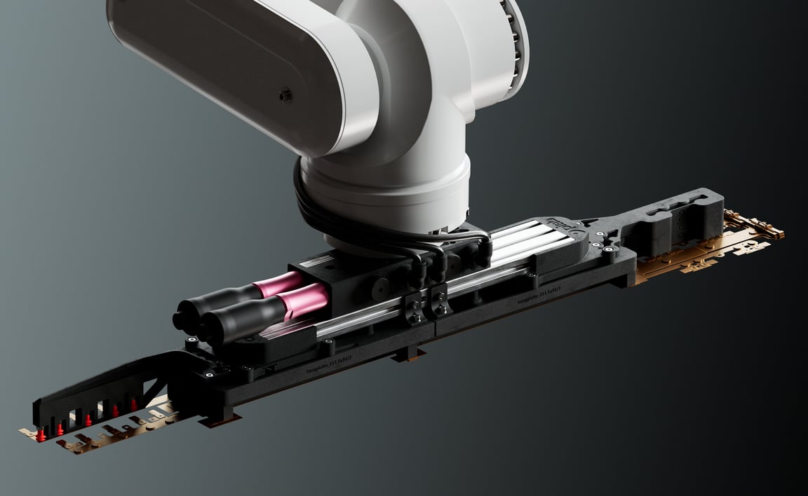Immagine che mostra la movimentazione di FPC utilizzando un gripper robotico personalizzato
