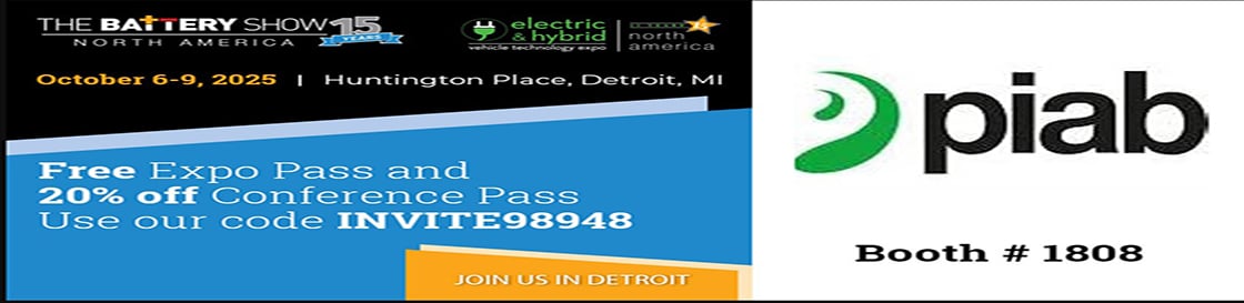 Piab exhibiting at EV Hybrid Vehicle Battery Show
