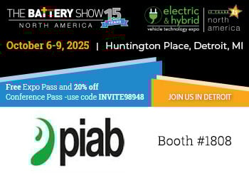 Piab exhibiting at EV Hybrid Vehicle Battery Show