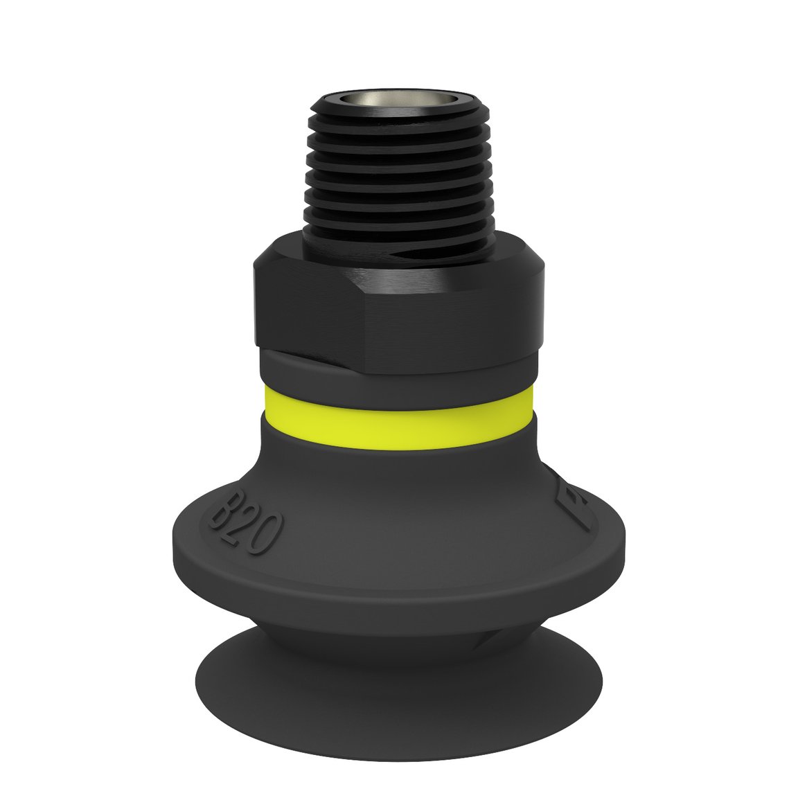 Suction cup B20 Chloroprene, G1/8" male, with mesh filter and dual flow control valve