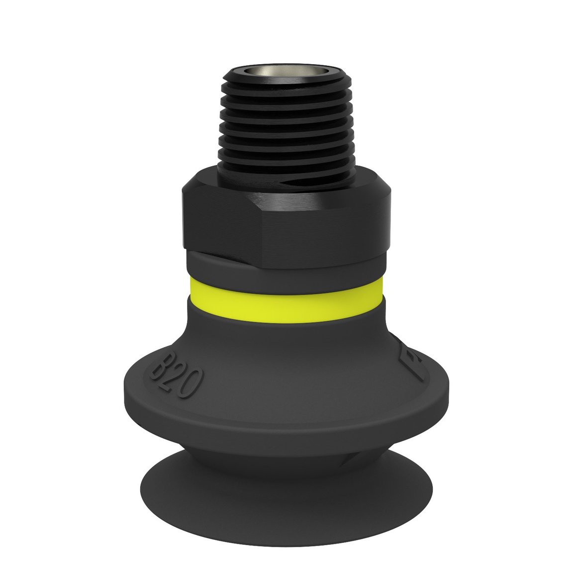 Suction cup B20 Chloroprene, G1/8" male, with mesh filter and dual flow control valve - 1