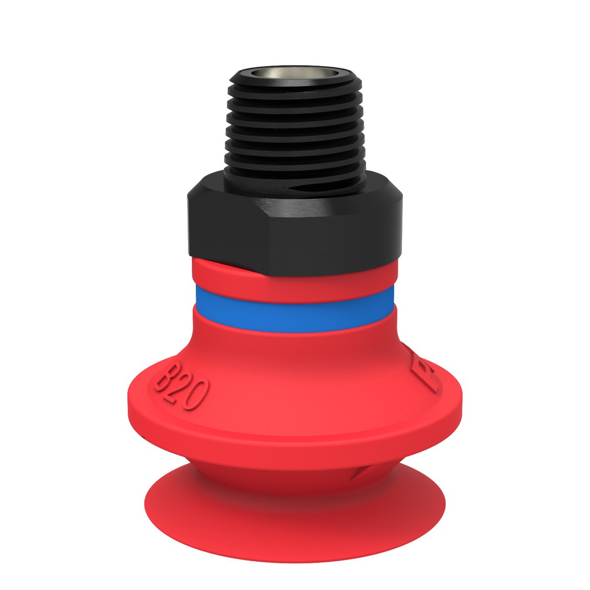 Suction cup B20 Silicone, G1/8" male, with mesh filter and dual flow control valve