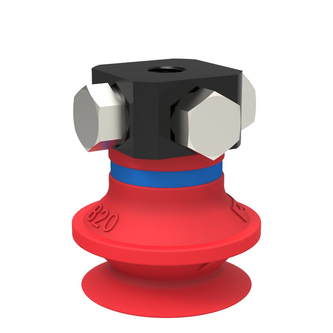 Suction cup B20 Silicone, 5xM5 female, with dual flow control valve