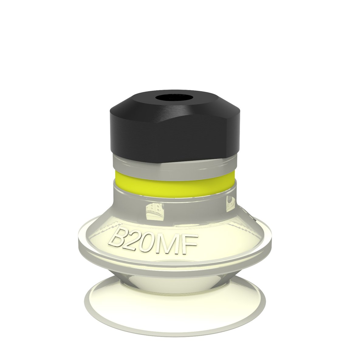 Suction cup B20MF Thermoelastic polyurethane, M5 female, with dual flow control valve