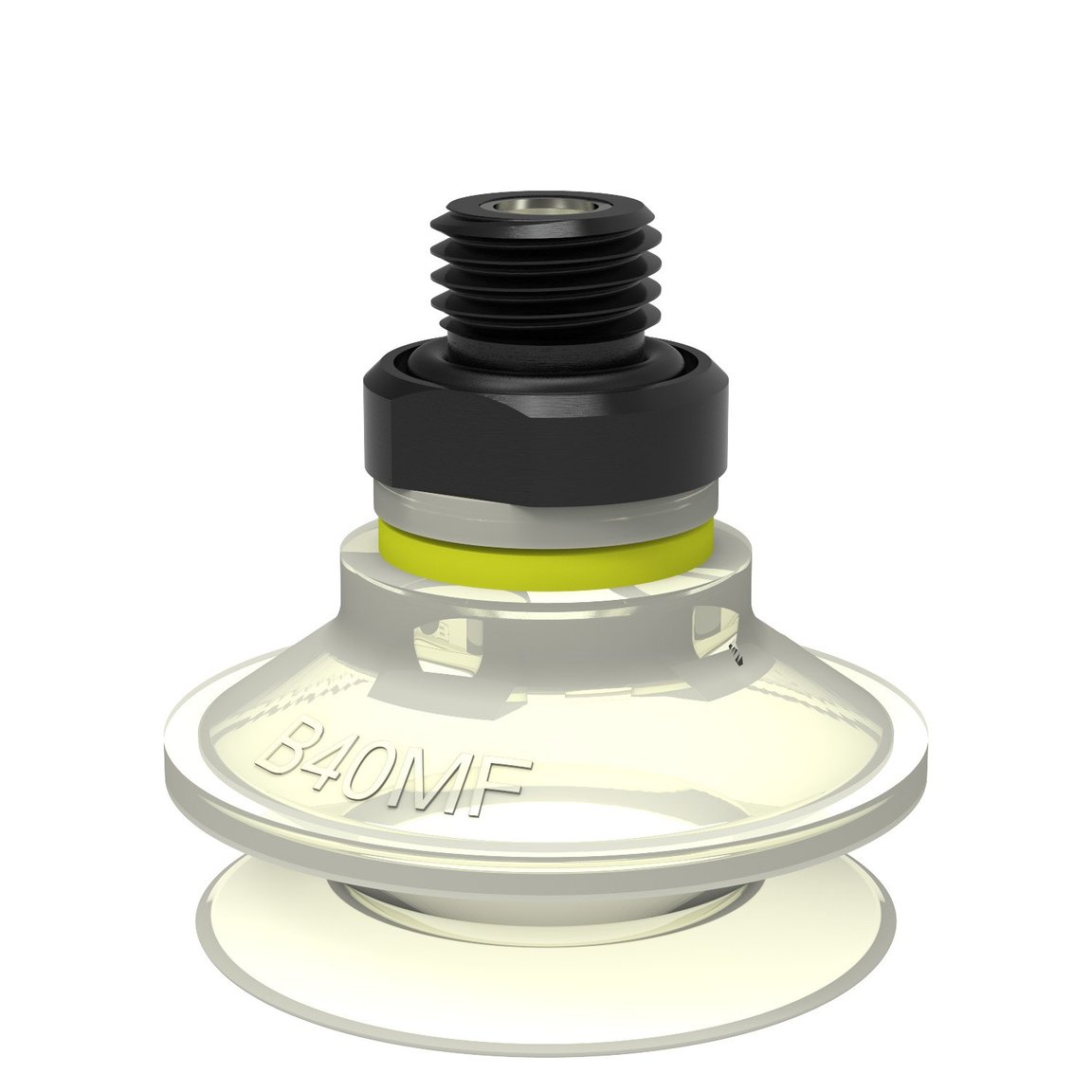 Suction cup B40MF Thermoelastic polyurethane, G1/4" male, with mesh filter and dual flow control valve - 1