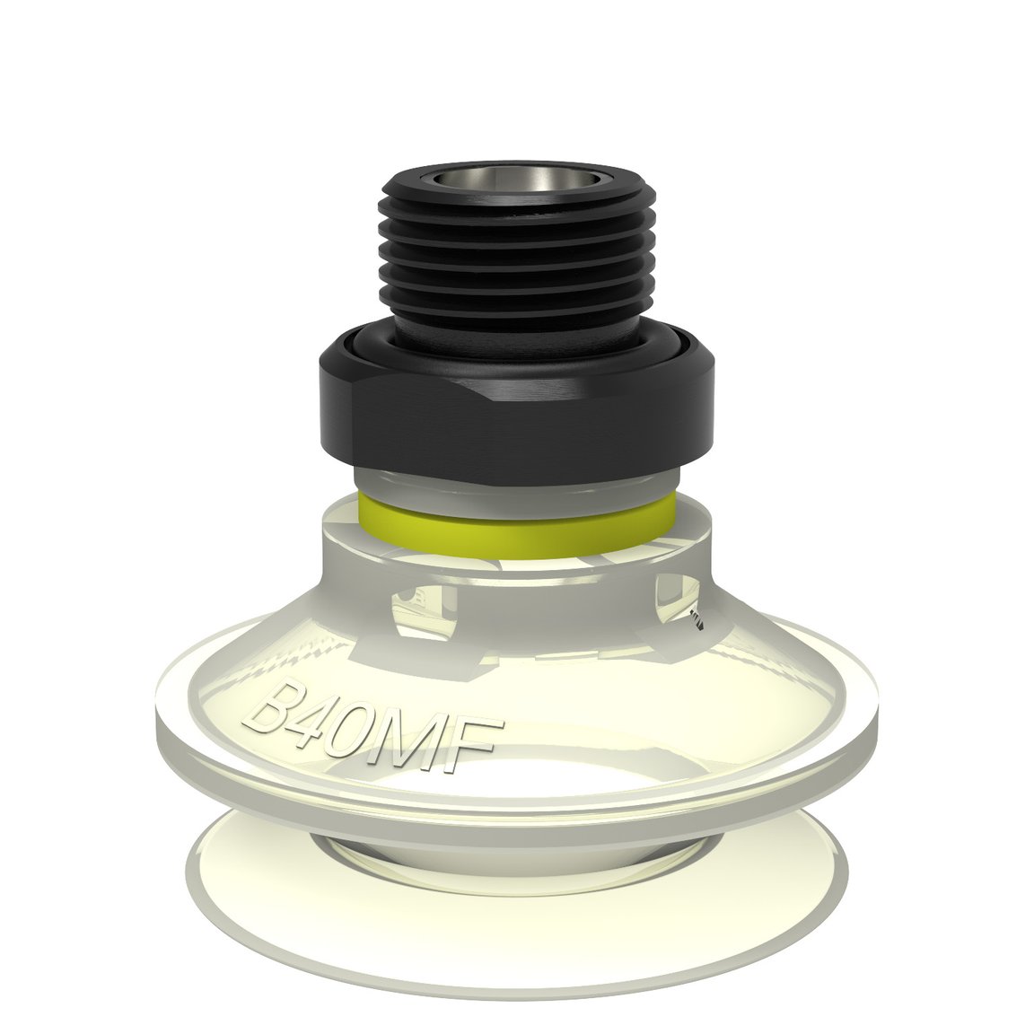 Suction cup B40MF Thermoelastic polyurethane, G3/8" male, with mesh filter and dual flow control valve