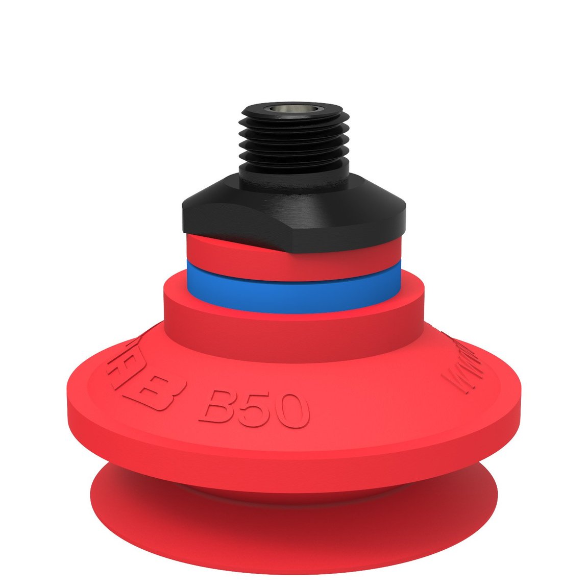 Suction cup B50 Silicone, 1/4" NPT male, with dual flow control valve - 1