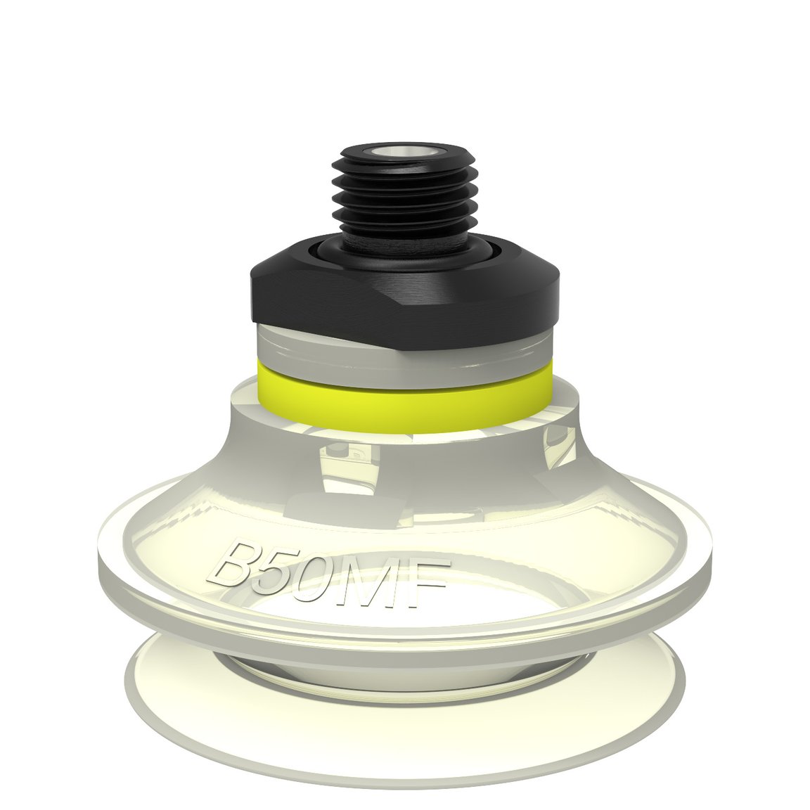 Suction cup B50MF Thermoelastic polyurethane, G1/4" male, with dual flow control valve and mesh filter