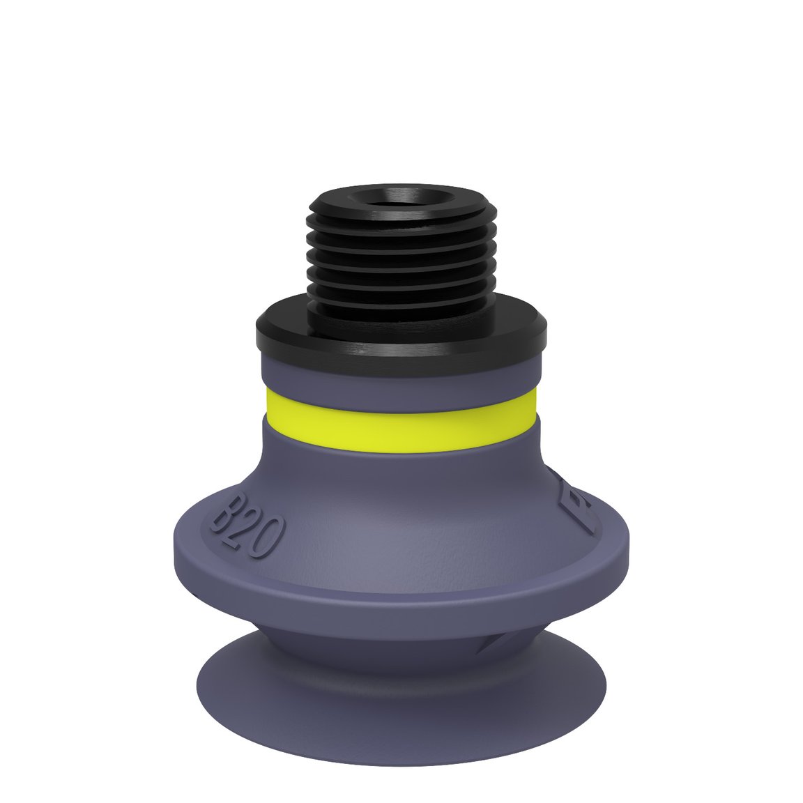 Ventosa B20 HNBR, G1/8" macho/M5 fêmea, com válvula de controle de fluxo - 1