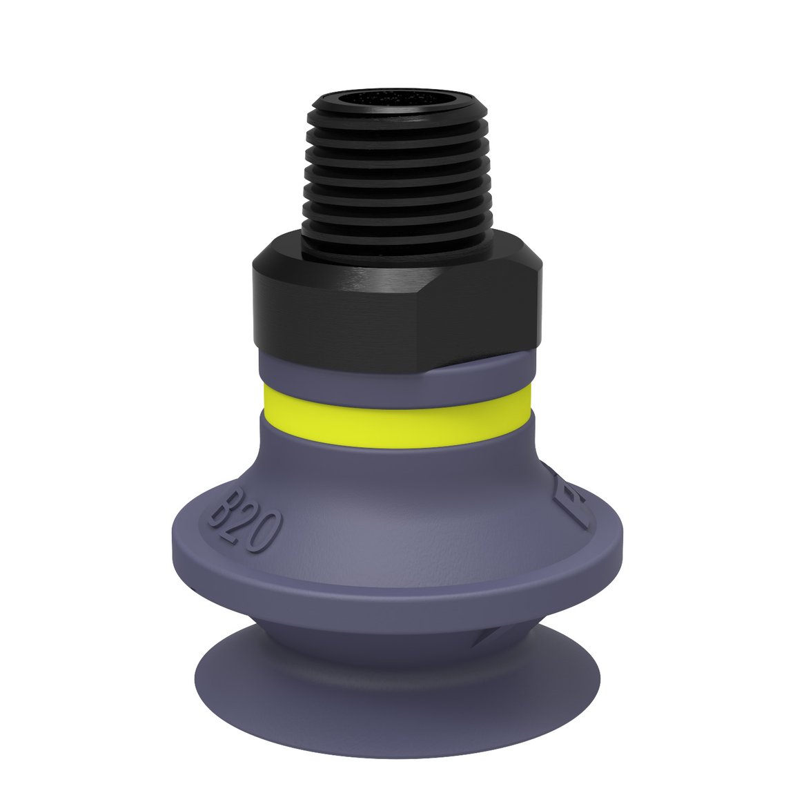 Suction cup B20 HNBR, 1/8" NPT male, with mesh filter and dual flow control valve - 1