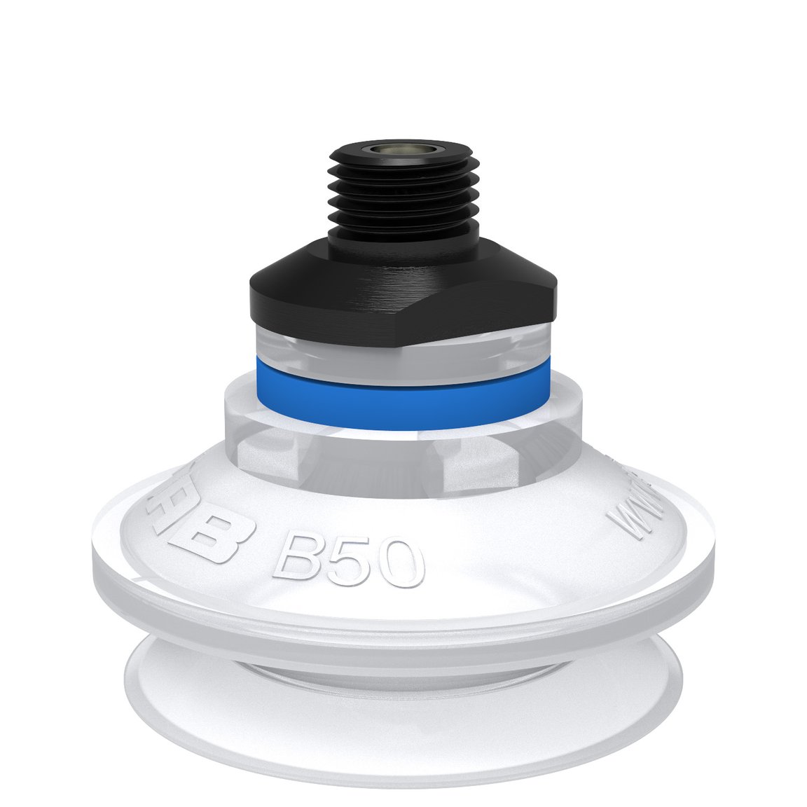 Suction cup B50 Silicone FCM, 1/4" NPT male, with mesh filter - 1