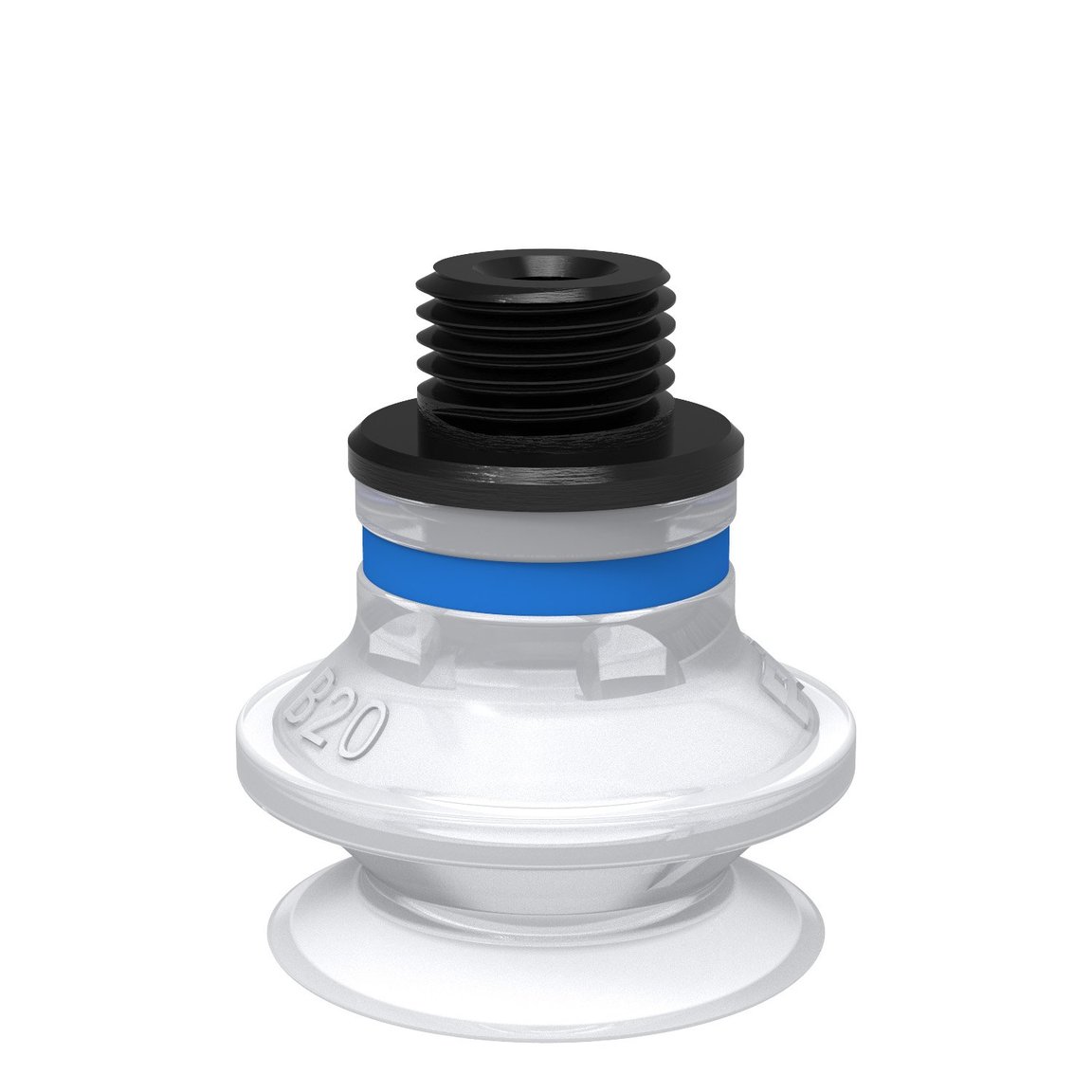 Ventosa B20 Silicone FCM, G1/8" maschio/M5 femmina con filtro a rete - 1