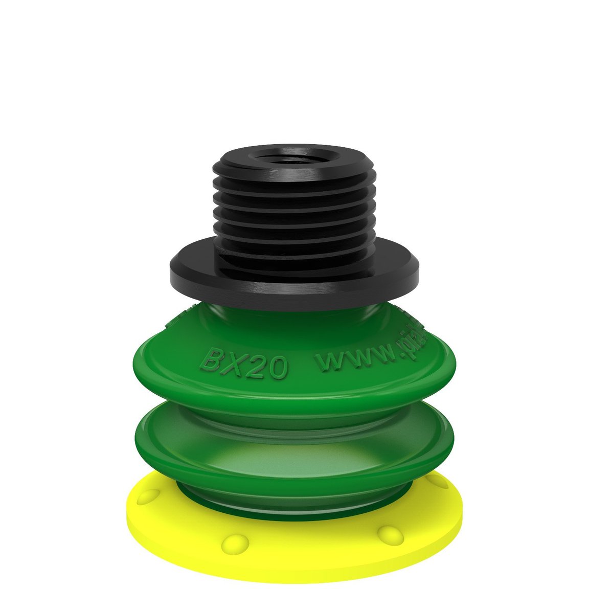 Suction cup BX20P Polyurethane 30/60, G1/8" male / M5 female, with dual flow control valve - 1