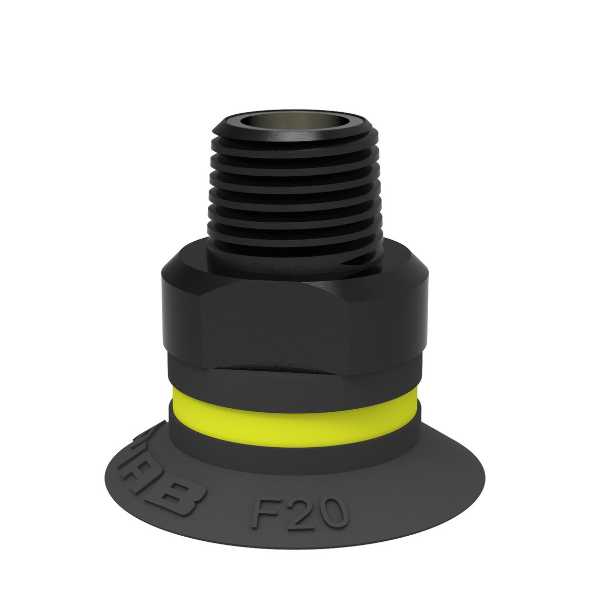 Suction cup F20 Chloroprene, G1/8" male, with mesh filter and dual flow control valve - 1