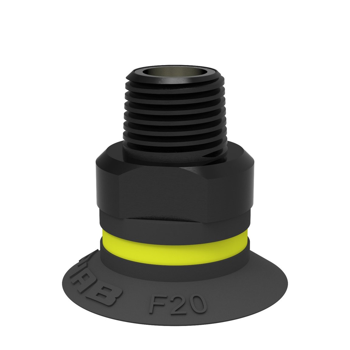Suction cup F20 Chloroprene, G1/8" male, with mesh filter and dual flow control valve - 1