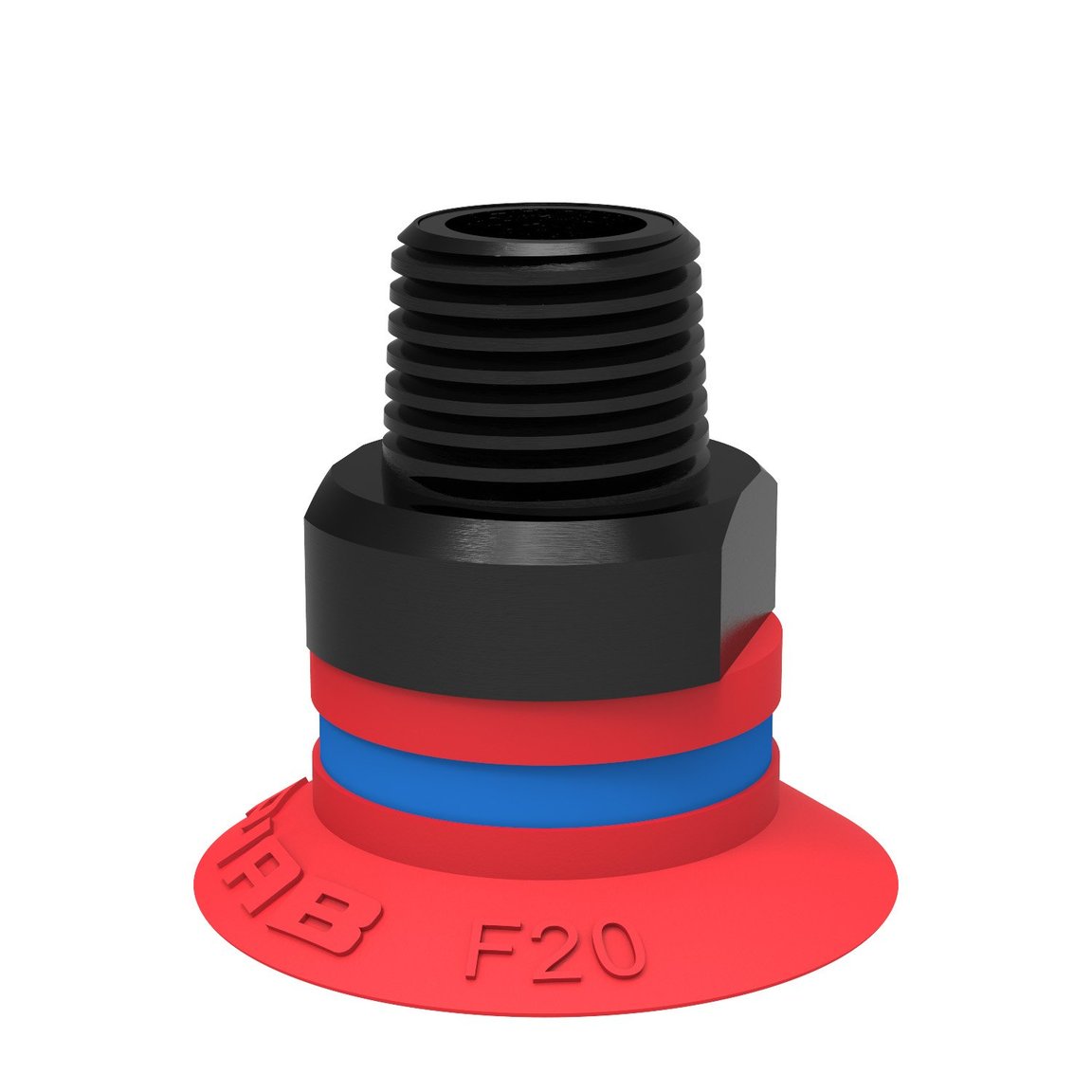 Suction cup F20 Silicone, 1/8" NPT male, with dual flow control valve - 1