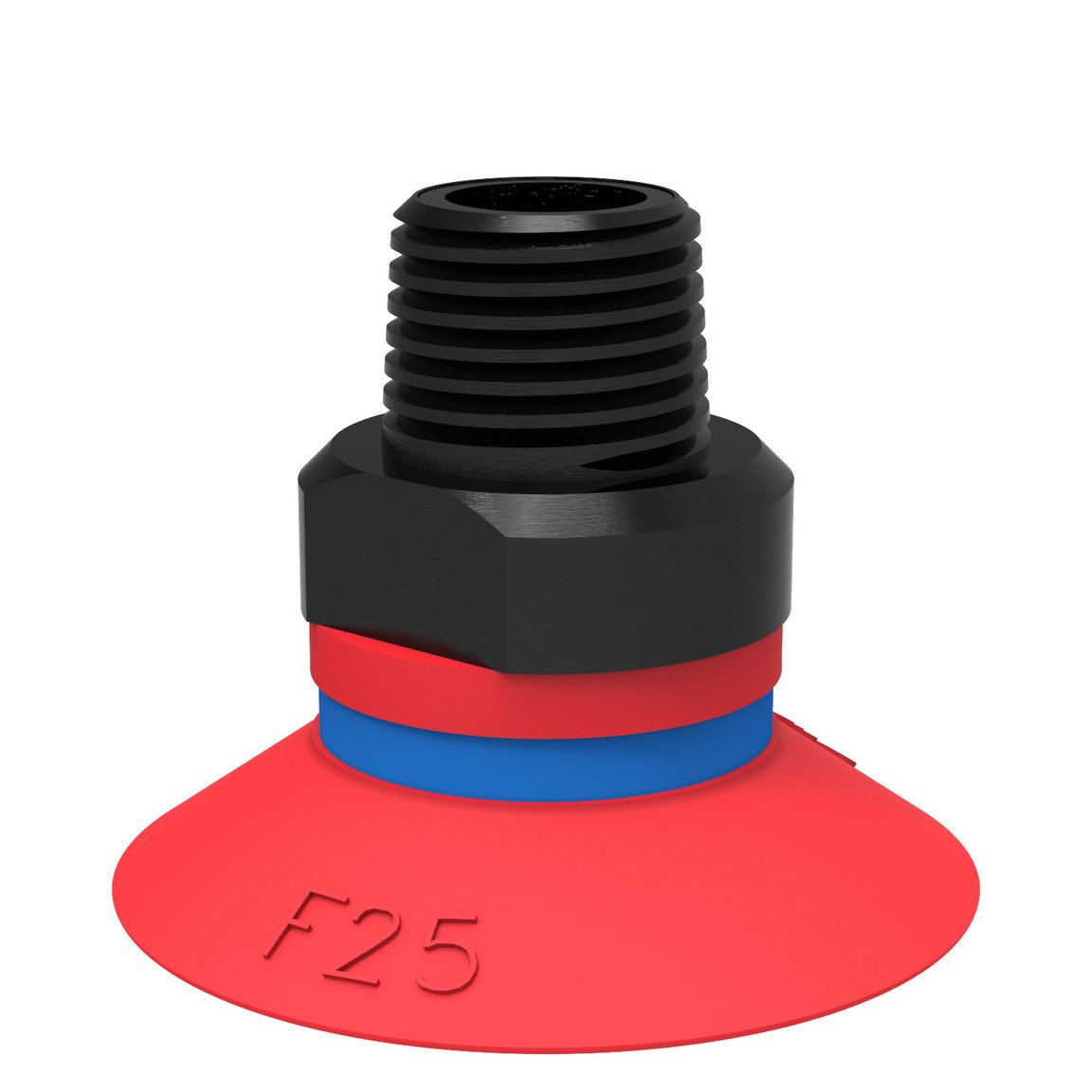 Suction cup F25 Silicone, 1/8" NPT male, with dual flow control valve - 1