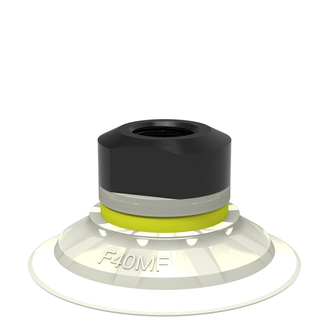 Ventosa F40MF Poliuretano termoelástico, 1/8" NPSF fêmea, com válvula de controle de fluxo