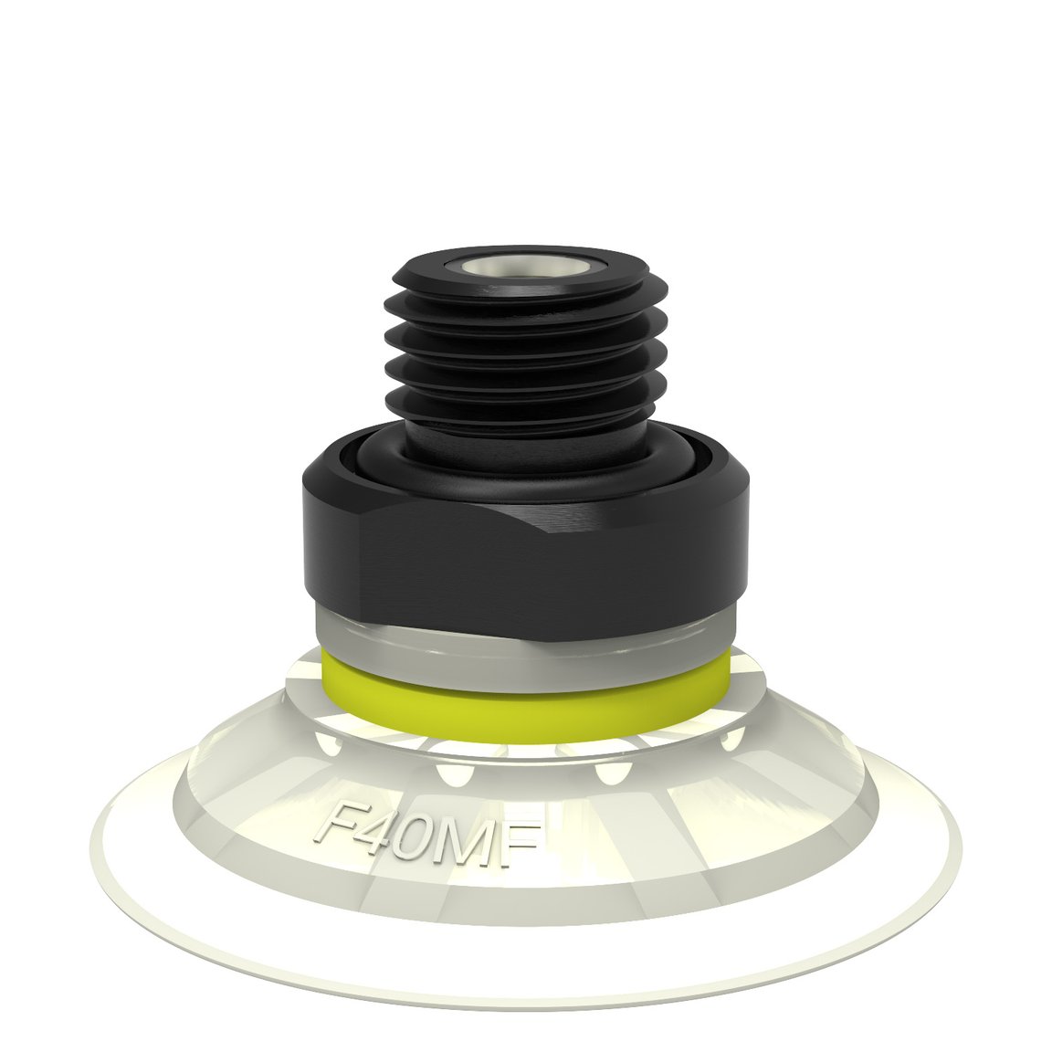 Suction cup F40MF Thermoelastic polyurethane, G1/4" male, with mesh filter and dual flow control valve - 1