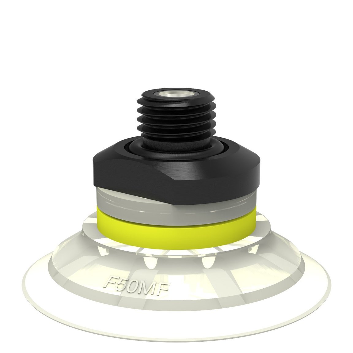 Suction cup F50MF Thermoelastic polyurethane, G1/4" male, with mesh filter and dual flow control valve