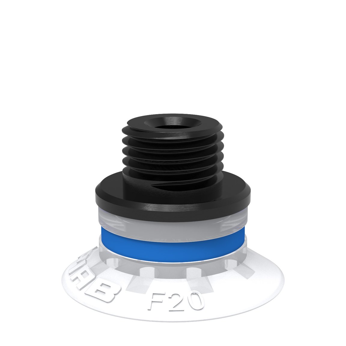 Suction cup F20 Silicone FCM, G1/8" male/M5 female, with mesh filter