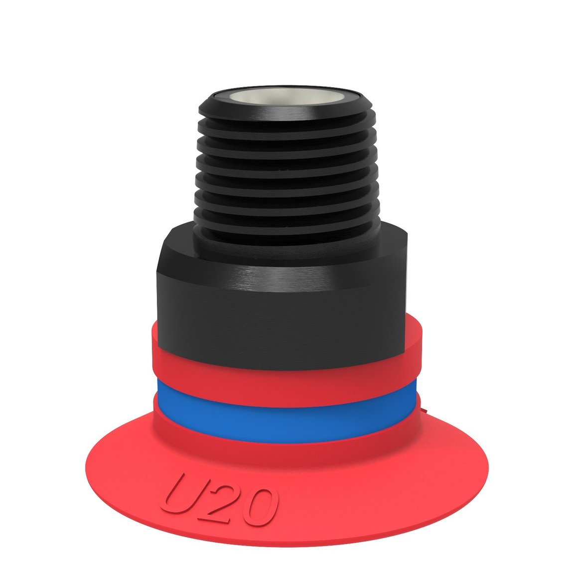 Suction cup U20 Silicone, G1/8" male, with mesh filter and dual flow control valve