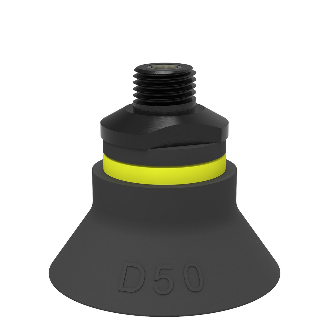 Suction cup D50 Chloroprene, 1/4" NPT male, with dual flow control valve - 1