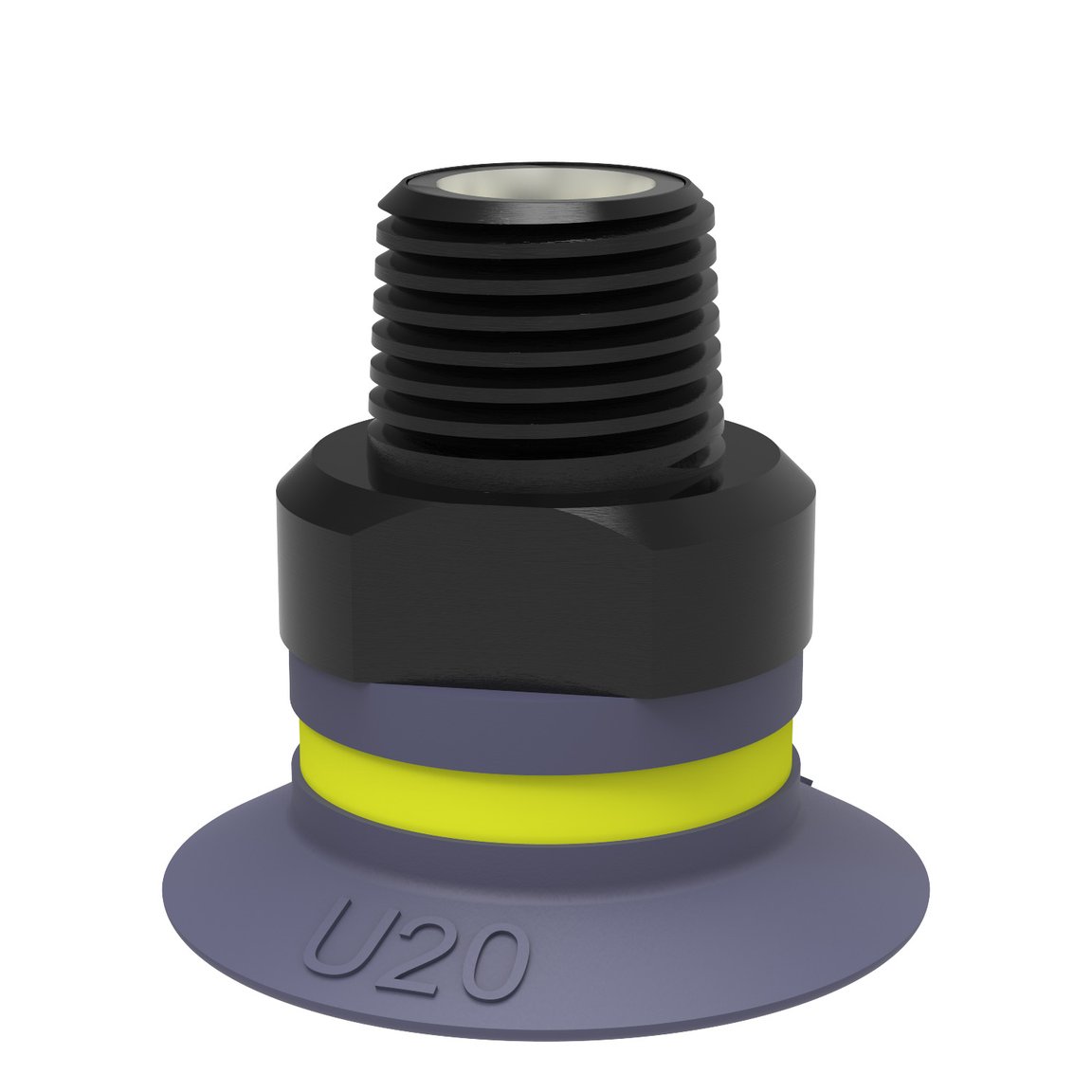 Suction cup U20 HNBR, 1/8" NPT male, with mesh filter and dual flow control valve - 1