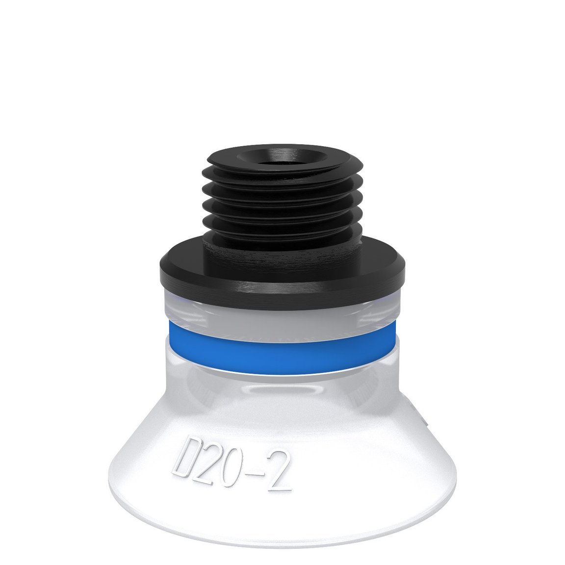 Sugkopp D20-2 Silikon FCM, G1/8" utv./M5 inv., med filternät - 1