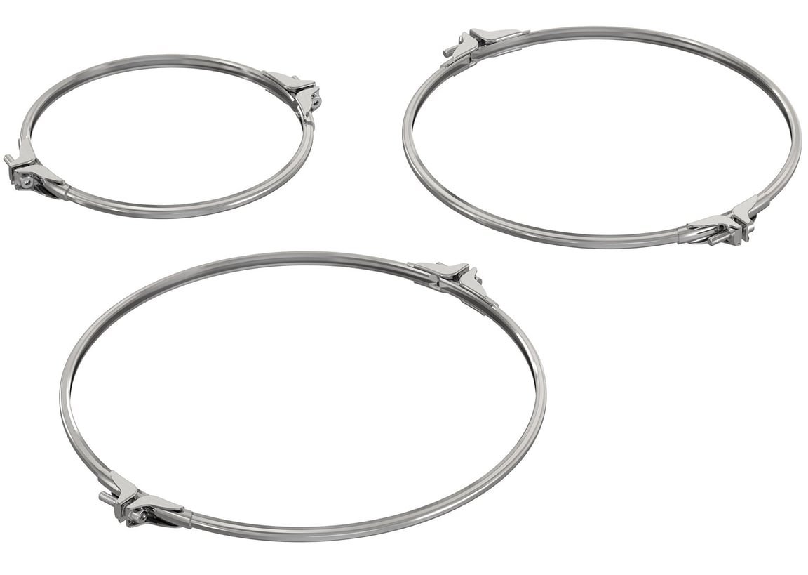 Spannring aus Edelstahl für piFLOW® f mit blauen Dichtungen