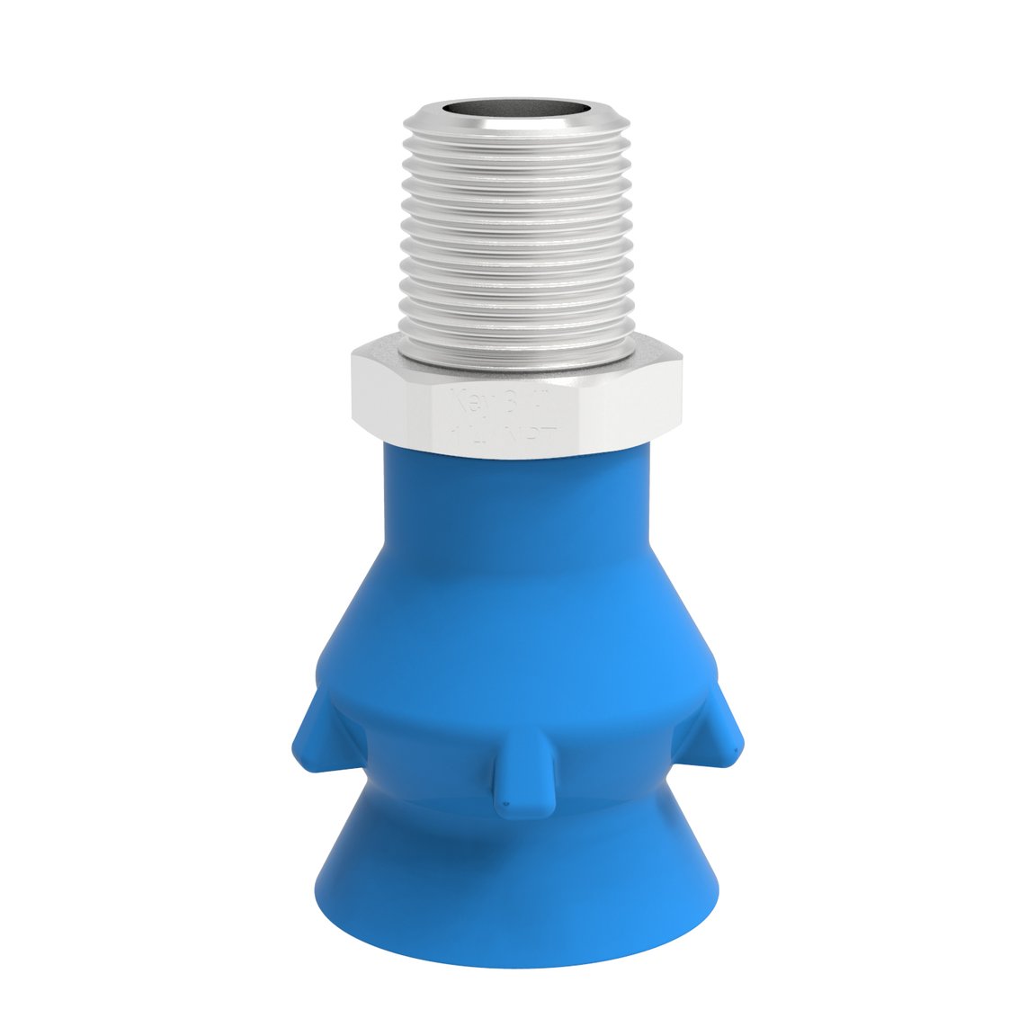 Ventosa P-D27 in silicone, attacco 1/4" NPT maschio in acciaio inox, rilevabile, FCM - 1