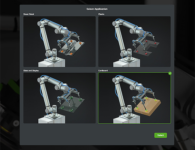 OVM Pro 3D provides preset application basics for materials like glass, sheet metal, plastic and carton.