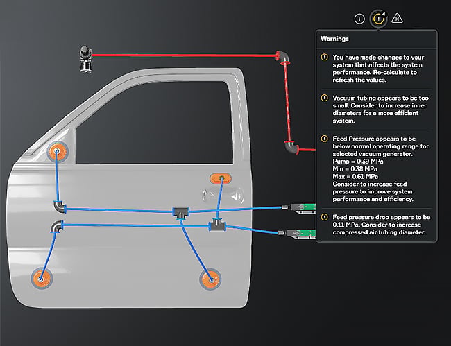 When in use, OVM Pro 3D provides detailed guidance from warning symbols.