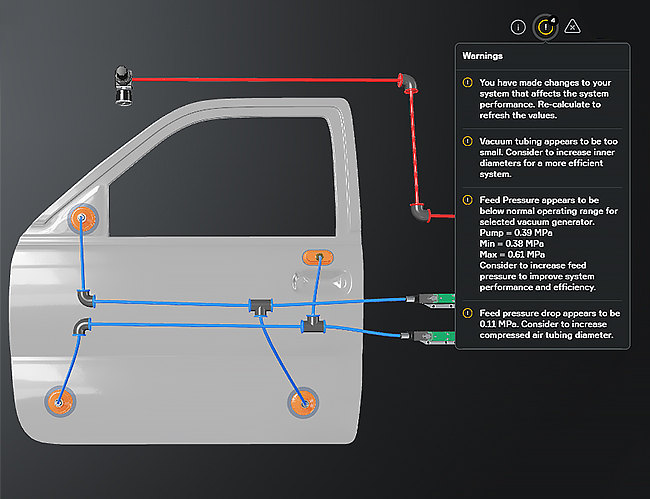 When in use, OVM Pro 3D provides detailed guidance from warning symbols.