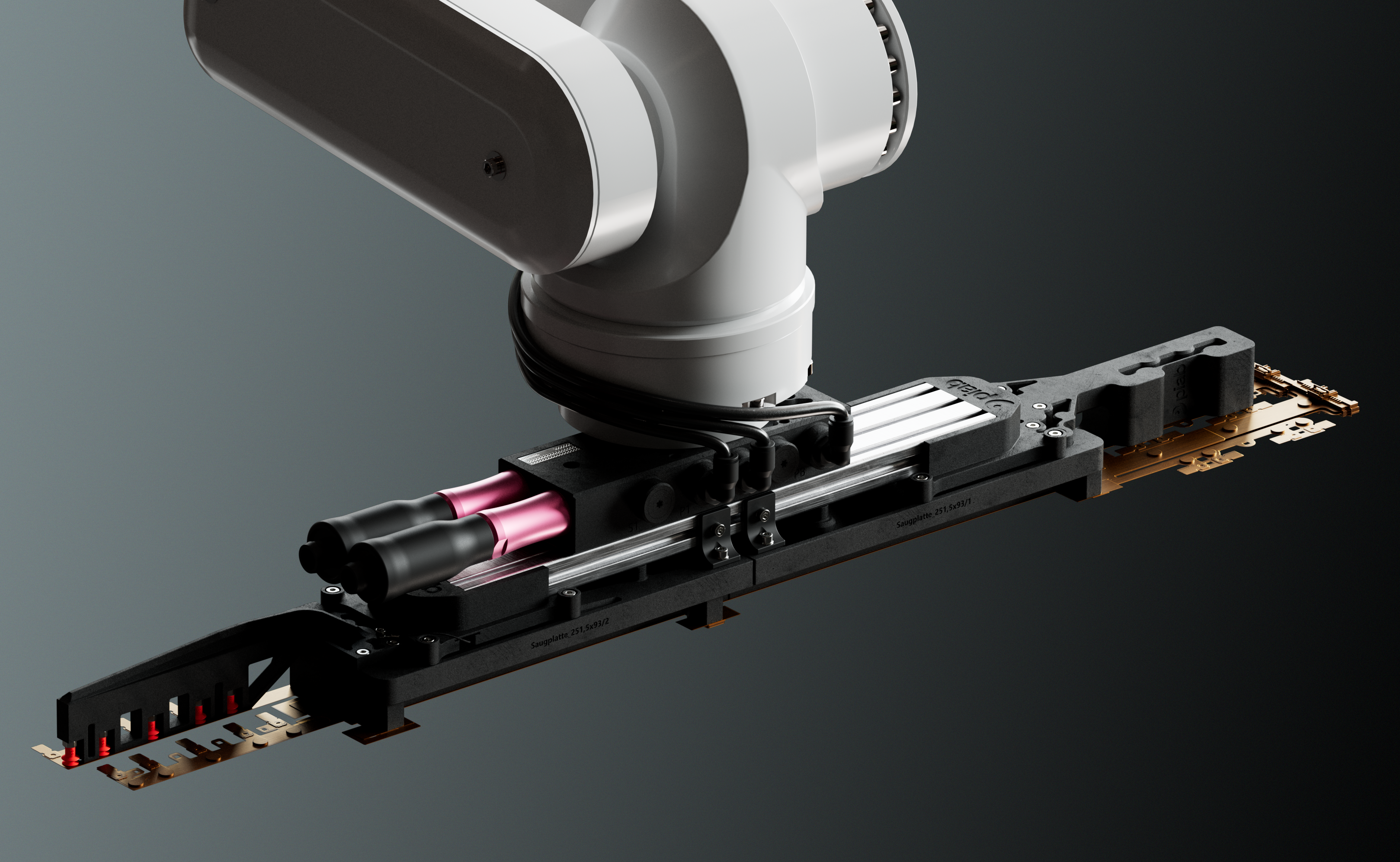 Image showing handling of FPC's using a custom robot gripper