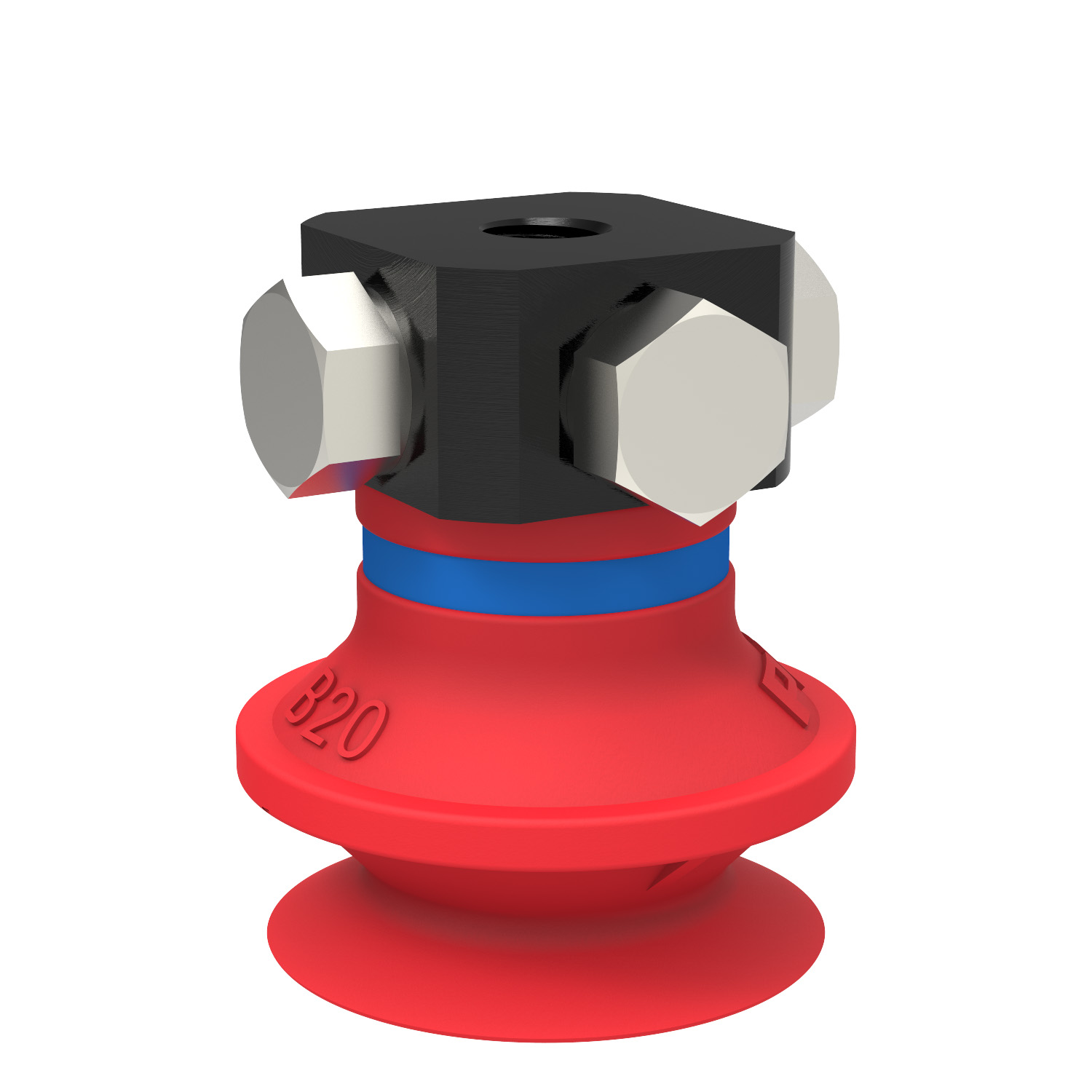 Suction cup B20 Silicone, 5xM5 female, with dual flow control valve - 1