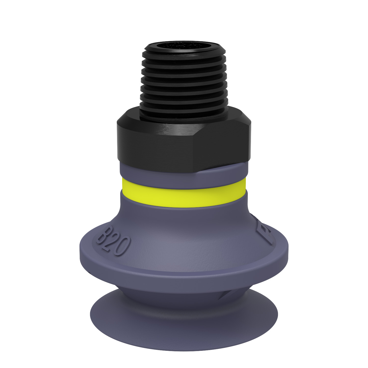 Suction cup B20 HNBR, 1/8" NPT male, with mesh filter and dual flow control valve - 1